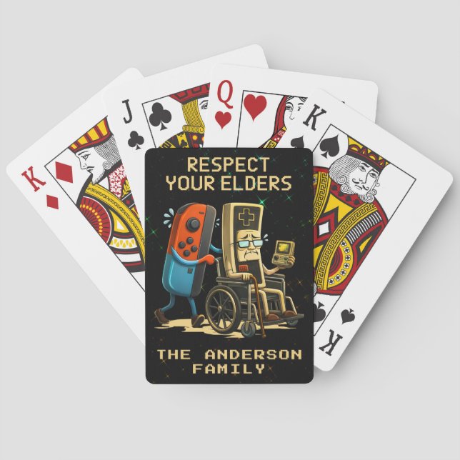 Respect Your Elders Gaming Control Retro Funny Playing Cards (Back)