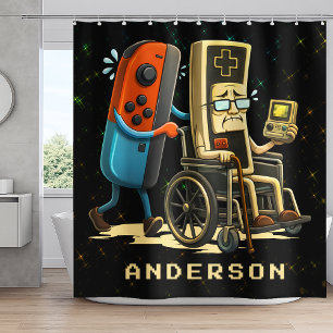 Respect Your Elders Gaming Control Retro Funny Shower Curtain