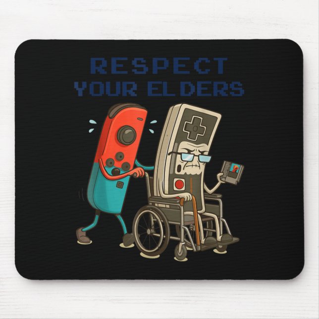 Respect Your Elders Retro Gaming Control Gamer Con Mouse Mat (Front)