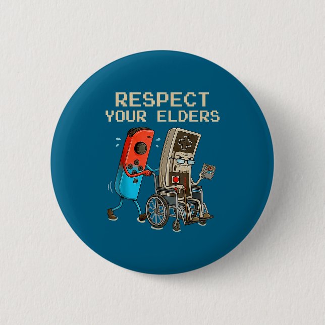 Respect Your Elders Retro Gaming Controller Funny  6 Cm Round Badge (Front)