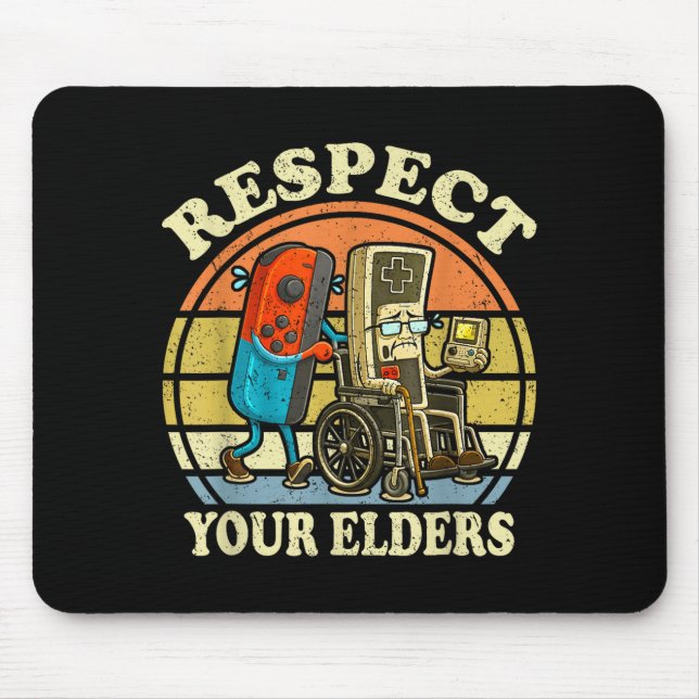 Respect Your Elders Retro Gaming Funny Controller  Mouse Mat (Front)