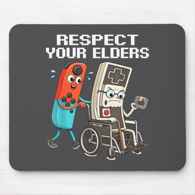 Respect Your Elders Retro Gaming Funny Controller  Mouse Mat (Front)