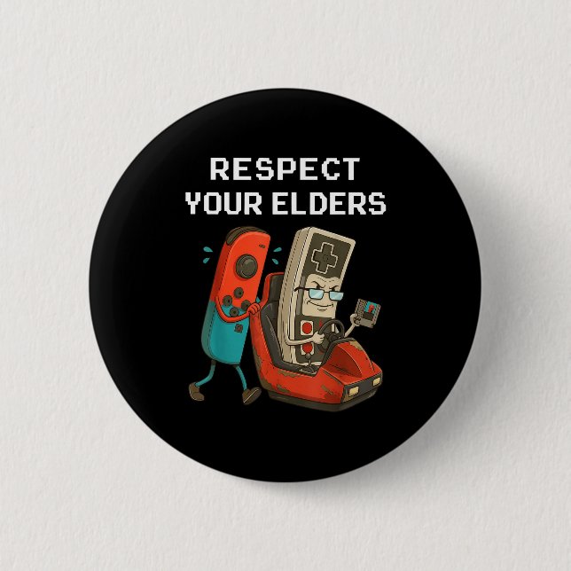 Respect Your Elders Retro Gaming Funny Gamer Contr 6 Cm Round Badge (Front)