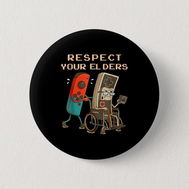 Respect Your Elders Retro Gaming Funny Gamer Contr 6 Cm Round Badge (Front)