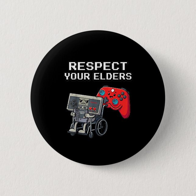 Respect Your Elders Retro Gaming Funny Gamer Contr 6 Cm Round Badge (Front)