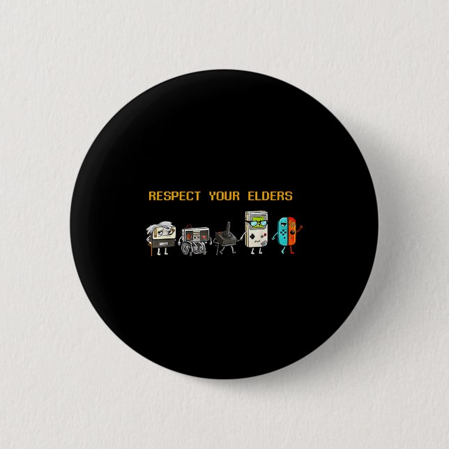 Respect Your Elders Retro Gaming Funny Gamer Contr 6 Cm Round Badge (Front)