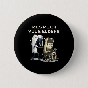 Respect Your Elders Retro Gaming Funny Gamer Contr 6 Cm Round Badge
