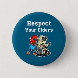 Respect Your Elders Retro Gaming Funny Gamer Contr 6 Cm Round Badge