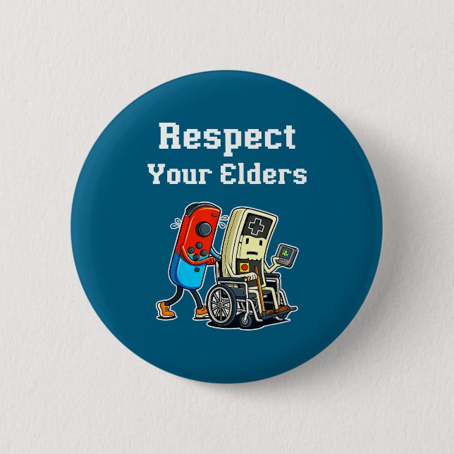 Respect Your Elders Retro Gaming Funny Gamer Contr 6 Cm Round Badge (Front)