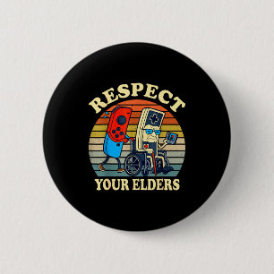 Respect Your Elders Retro Gaming Funny Gamer Contr 6 Cm Round Badge