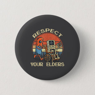 Respect Your Elders Retro Gaming Funny Gamer Contr 6 Cm Round Badge