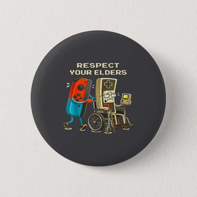 Respect Your Elders Retro Gaming Funny Gamer Contr 6 Cm Round Badge (Front)