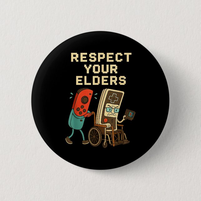 Respect Your Elders Retro Gaming Funny Gamer Contr 6 Cm Round Badge (Front)