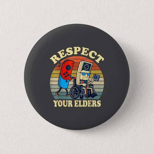 Respect Your Elders Retro Gaming Funny Gamer Contr 6 Cm Round Badge (Front)