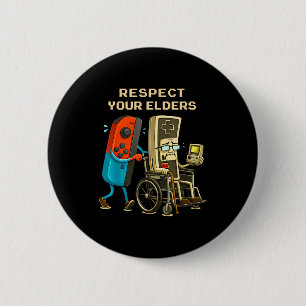 Respect Your Elders Retro Gaming Funny Gamer Contr 6 Cm Round Badge