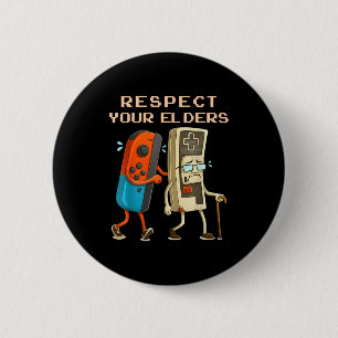 Respect Your Elders Retro Gaming Funny Gamer Contr 6 Cm Round Badge