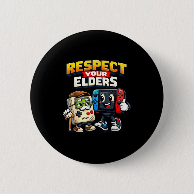 Respect Your Elders Retro Gaming Funny Gamer Contr 6 Cm Round Badge (Front)