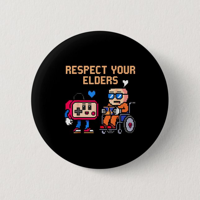 Respect Your Elders Retro Gaming Funny Gamer Contr 6 Cm Round Badge (Front)