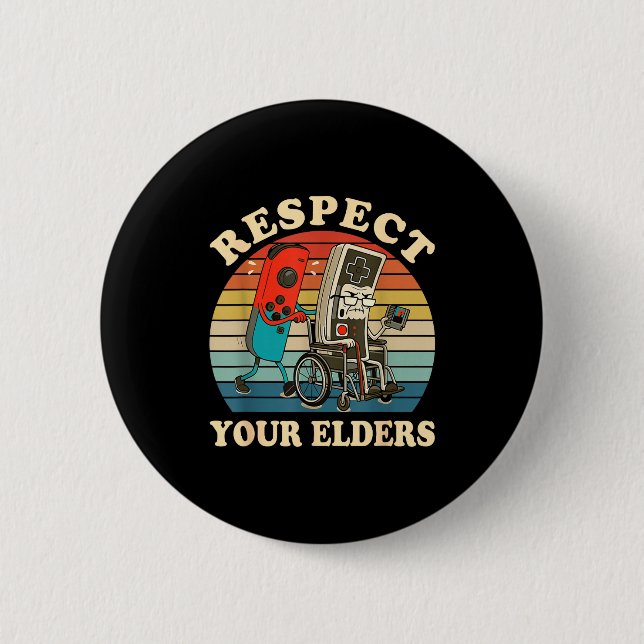 Respect Your Elders Retro Gaming Funny Gamer Contr 6 Cm Round Badge (Front)