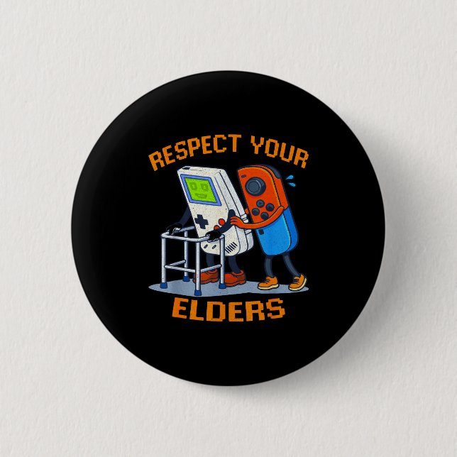 Respect Your Elders Retro Gaming Funny Gamer Contr 6 Cm Round Badge (Front)