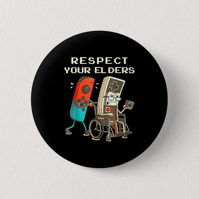 Respect Your Elders Retro Gaming Funny Gamer Contr 6 Cm Round Badge (Front)