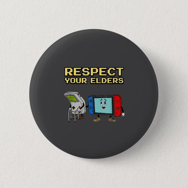 Respect Your Elders Retro Gaming Funny Gamer Contr 6 Cm Round Badge (Front)