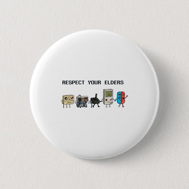 Respect Your Elders Retro Gaming Funny Gamer Contr 6 Cm Round Badge (Front)