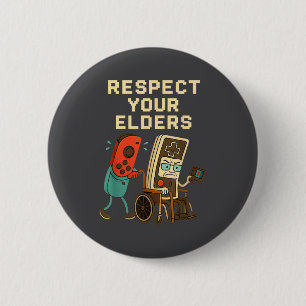Respect Your Elders Retro Gaming Funny Gamer Contr 6 Cm Round Badge
