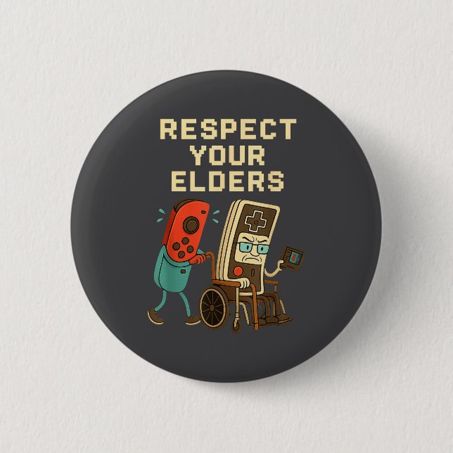 Respect Your Elders Retro Gaming Funny Gamer Contr 6 Cm Round Badge (Front)