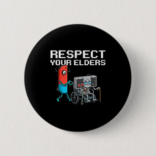 Respect Your Elders Retro Gaming Funny Gamer Contr 6 Cm Round Badge