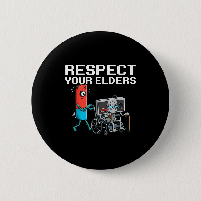 Respect Your Elders Retro Gaming Funny Gamer Contr 6 Cm Round Badge (Front)