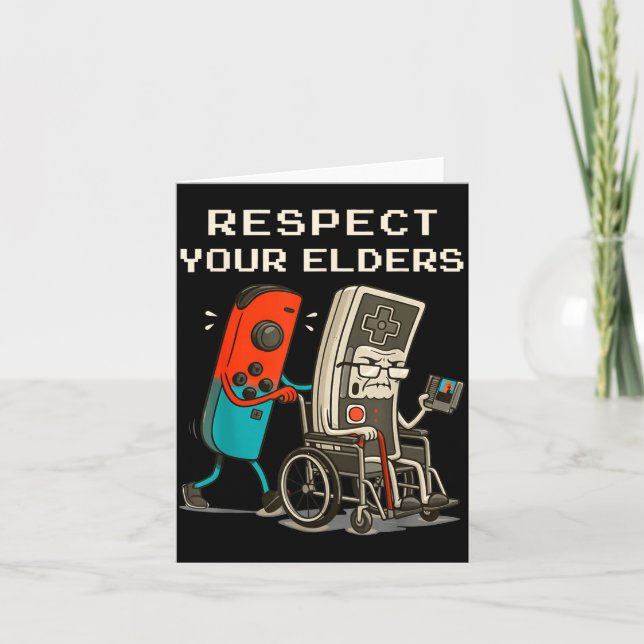 Respect Your Elders Retro Gaming Funny Gamer Contr Card (Front)