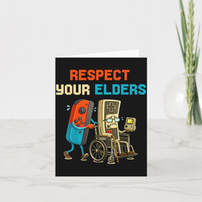 Respect Your Elders Retro Gaming Funny Gamer Contr Card (Front)
