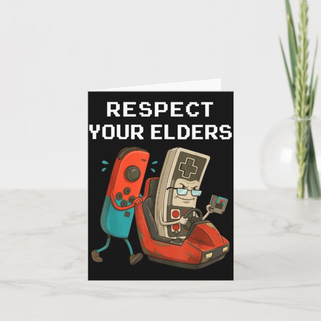 Respect Your Elders Retro Gaming Funny Gamer Contr Card (Front)
