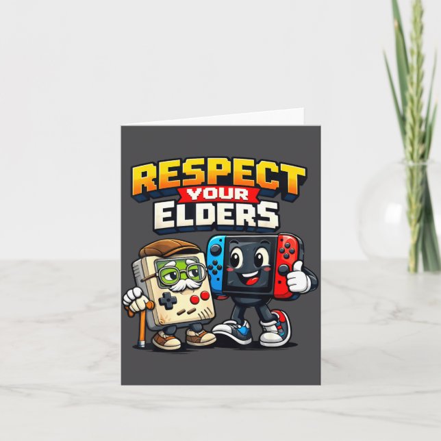 Respect Your Elders Retro Gaming Funny Gamer Contr Card (Front)