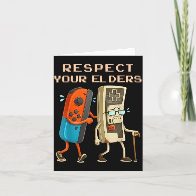 Respect Your Elders Retro Gaming Funny Gamer Contr Card (Front)
