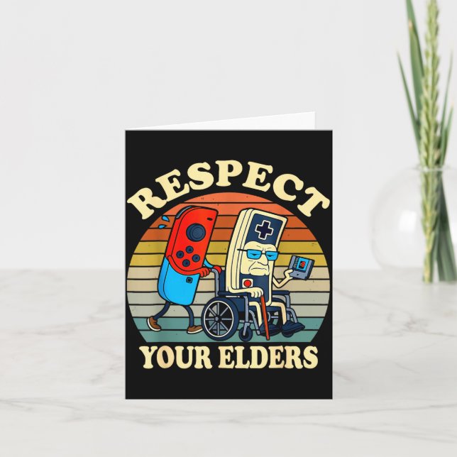 Respect Your Elders Retro Gaming Funny Gamer Contr Card (Front)