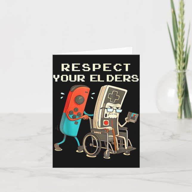 Respect Your Elders Retro Gaming Funny Gamer Contr Card (Front)