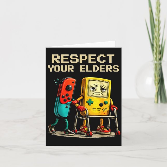 Respect Your Elders Retro Gaming Funny Gamer Contr Card (Front)