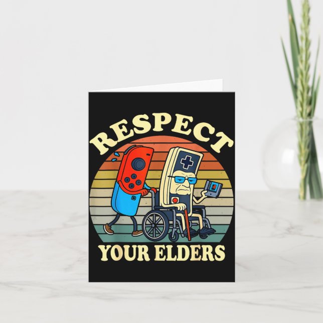 Respect Your Elders Retro Gaming Funny Gamer Contr Card (Front)