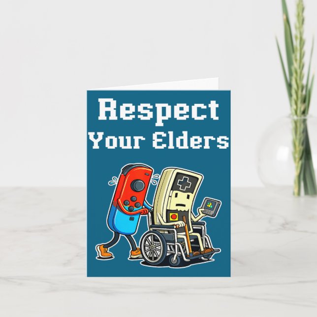 Respect Your Elders Retro Gaming Funny Gamer Contr Card (Front)