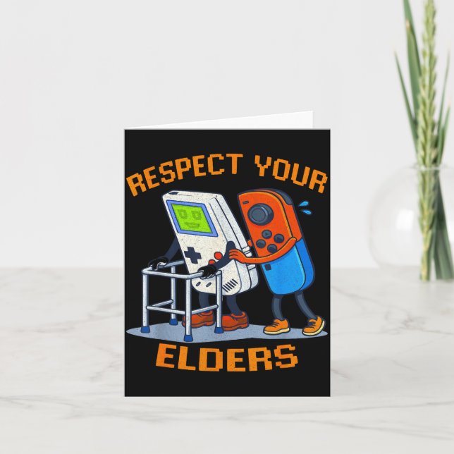 Respect Your Elders Retro Gaming Funny Gamer Contr Card (Front)