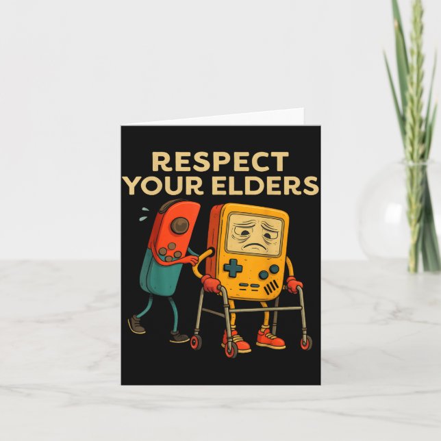 Respect Your Elders Retro Gaming Funny Gamer Contr Card (Front)
