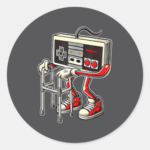 Respect Your Elders Retro Gaming Funny Gamer Contr Classic Round Sticker