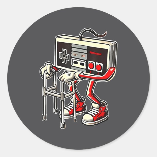 Respect Your Elders Retro Gaming Funny Gamer Contr Classic Round Sticker (Front)