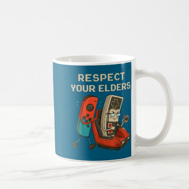 Respect Your Elders Retro Gaming Funny Gamer Contr Coffee Mug (Right)
