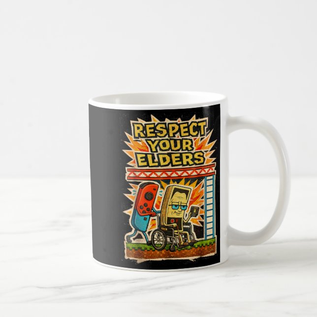 Respect Your Elders Retro Gaming Funny Gamer Contr Coffee Mug (Right)