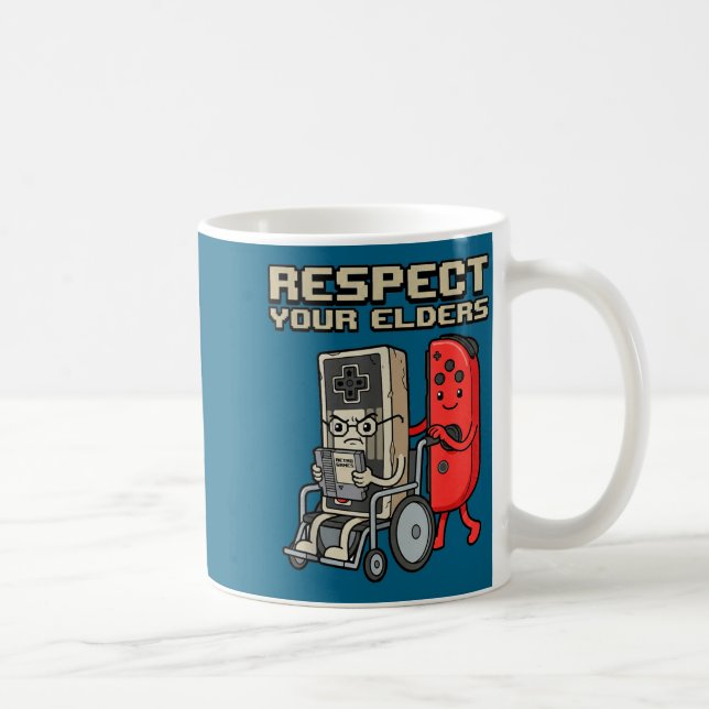 Respect Your Elders Retro Gaming Funny Gamer Contr Coffee Mug (Right)
