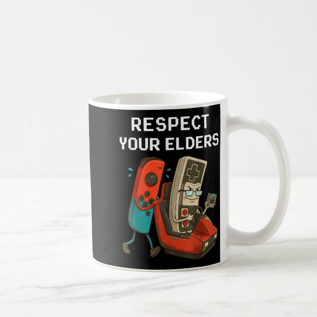 Respect Your Elders Retro Gaming Funny Gamer Contr Coffee Mug (Right)