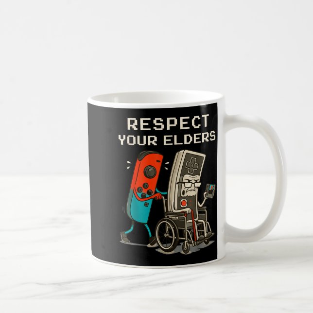 Respect Your Elders Retro Gaming Funny Gamer Contr Coffee Mug (Right)
